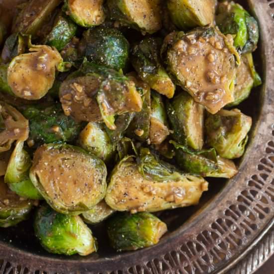 Dijon Balsamic Brussels Sprouts - Recipe photo by thegoldlininggirl