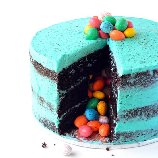 Speckled Egg Chocolate Piñata Cake - Recipe photo by Sweetest Menu