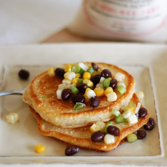 Toasted Cornmeal Cakes with Salsa - Recipe photo by Inspired by the Seasons