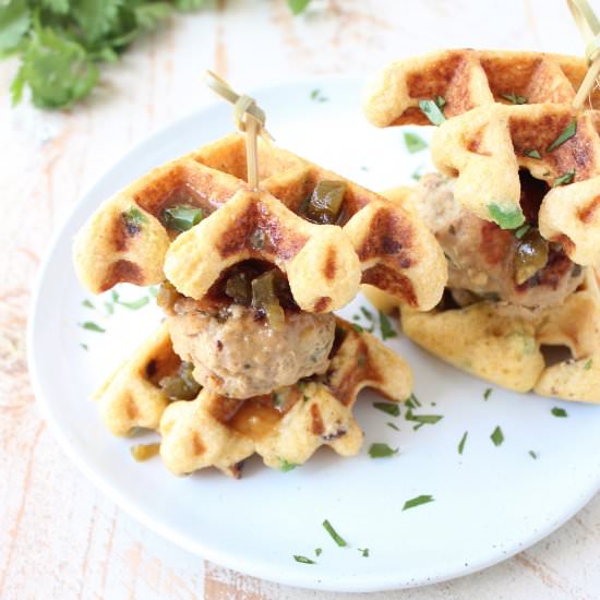 Chicken Meatball & Waffle Sliders - Recipe photo by Whitney Bond