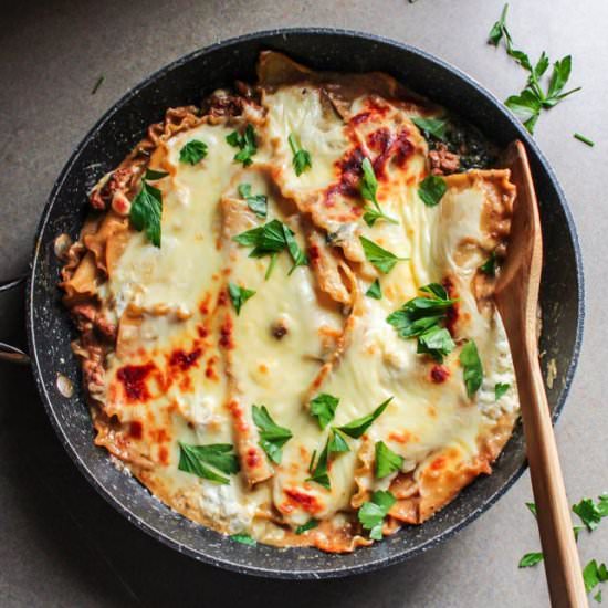 Sausage and Alfredo Skillet Lasagna - Recipe photo by Lisa G Cooks