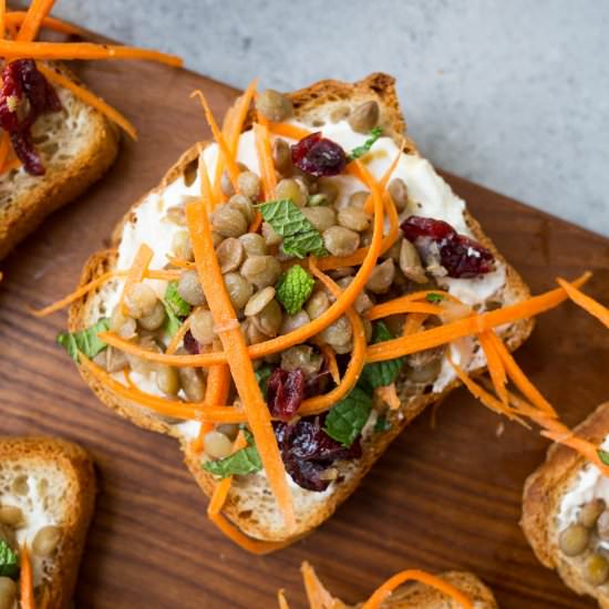 Lentil and Carrot Salad Tartines - Recipe photo by saltedplains