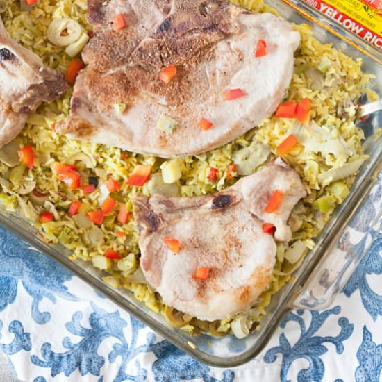 Pork Chop Bake with Yellow Rice - Recipe photo by Food Done Light
