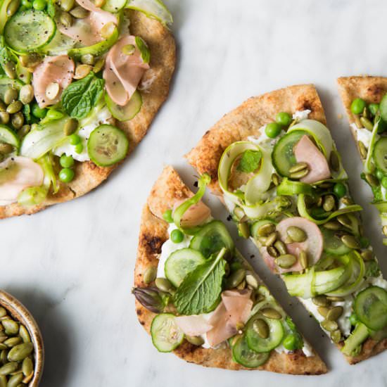 Spring naan and burrata flatbread - Recipe photo by LaurelSt.Kitchen