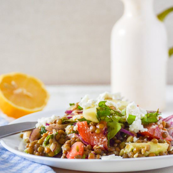 Lentil Tomato Salad with Feta - Recipe photo by meyerfoodblog