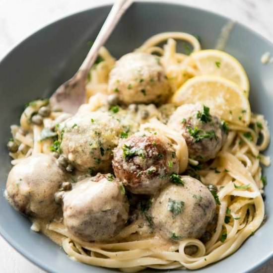 Lemon Chicken Piccata Meatballs - Recipe photo by SpendWithPennies