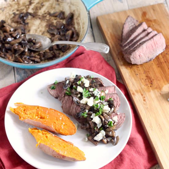 Steak with Blue Cheese Sauce - Recipe photo by livingwellkitchen