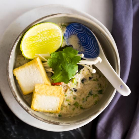 Vegan Thai Coconut Soup (Tom Kha) - Recipe photo by Kalemaryblog