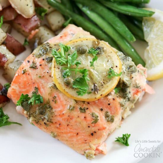 DIJON LEMON CAPER SALMON - Recipe photo by amandascookin