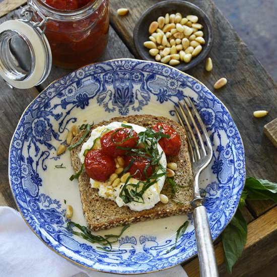 Oven-Roasted Garlicky Tomato Toast - Recipe photo by AnEdibleMosaic