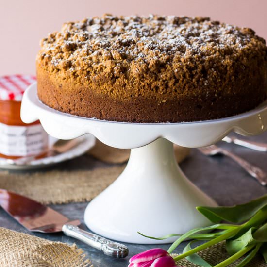 Apricot Preserves Crumb Cake - Recipe photo by thebeachhousekitchen
