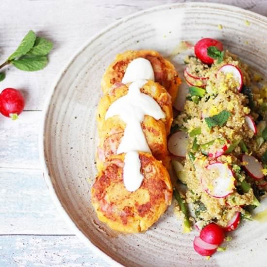 Pancetta sweet potato cakes - Recipe photo by Properfoodie