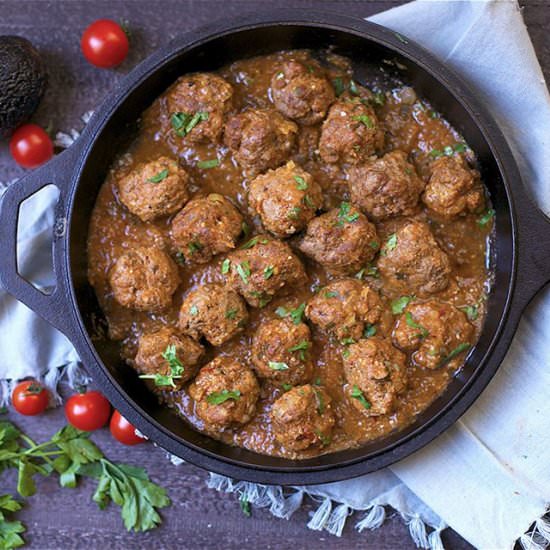 Chipotle Enchilada Meatballs - Recipe photo by wholesomelicious