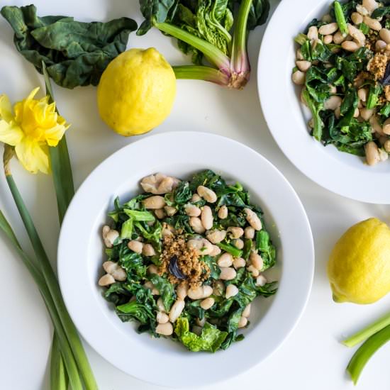 Cannellini Beans with Wild Spinach - Recipe photo by cuisinedeli