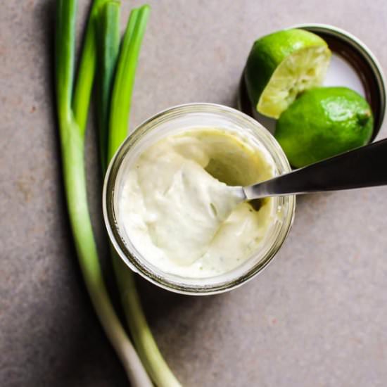 Whipped Scallion and Lime Dressing - Recipe photo by Lisa G Cooks