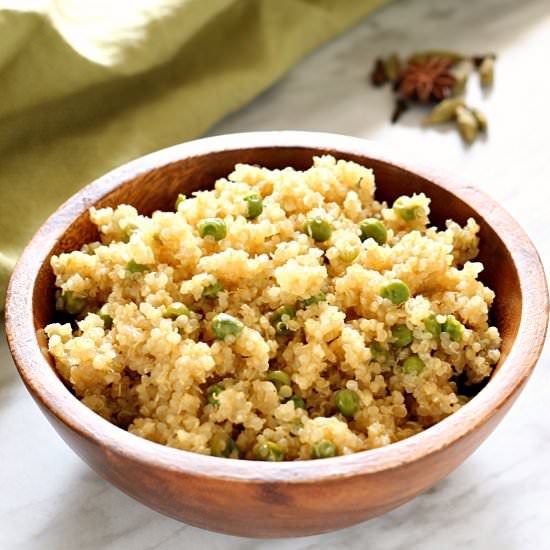 Quinoa Mattar "Pulao" - Recipe photo by ChocolateChillies