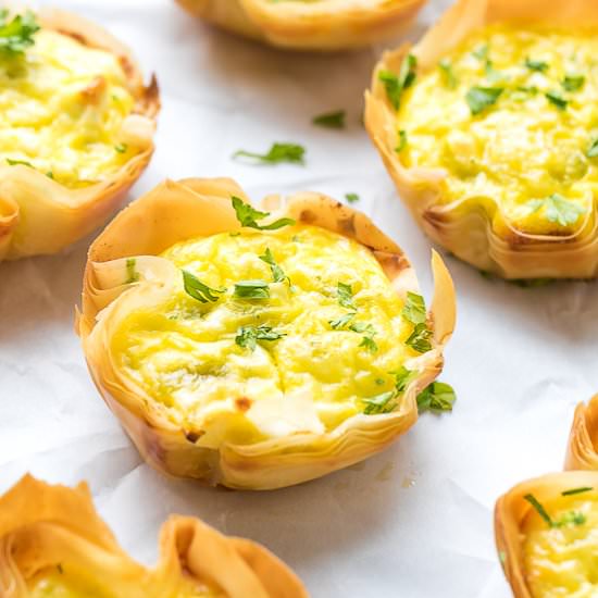 Egg, Leek and Feta Phyllo Cups - Recipe photo by lslfunblog