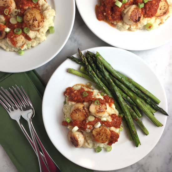 Scallops & Cauliflower Grits - Recipe photo by thebrookcook.wordpress.com