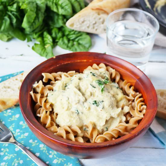 Spinach and Artichoke Pasta - Recipe photo by Plateofplants