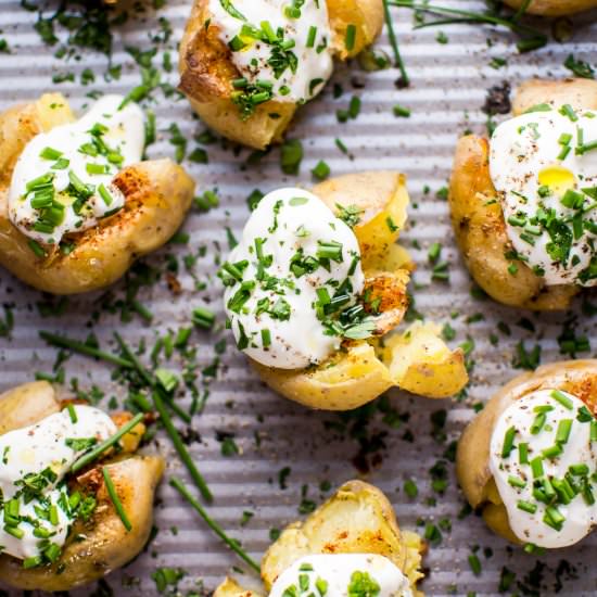 Garlic & Lemon Smashed Potatoes - Recipe photo by saltandlavender