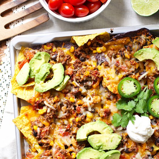 Beef and Bean Nachos - Recipe photo by suebeehomemaker