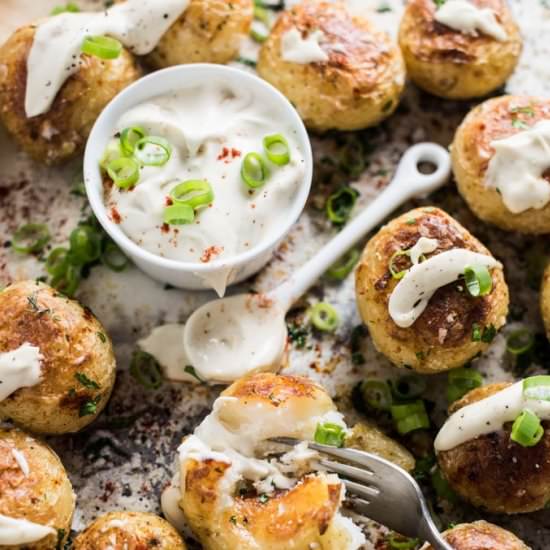 Roast Potatoes w/ Cashew Sour Cream - Recipe photo by The Endless Meal