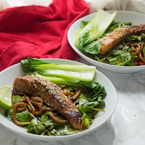 Teriyaki Salmon with Udon Noodles - Recipe photo by TheCookReport