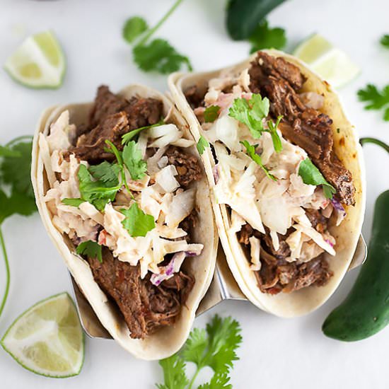 Slow Cooker Barbacoa Tacos - Recipe photo by therusticfoodie