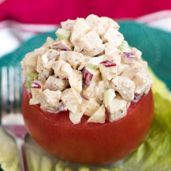 Cumin Chicken Salad Stuffed Tomato - Recipe photo by nutritiouseats