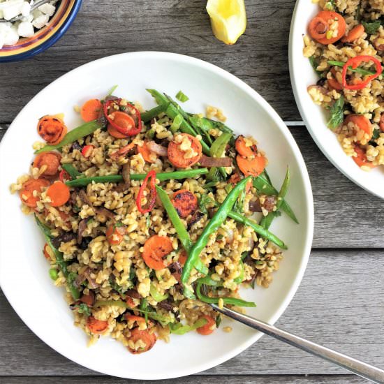 Veggie Scrap Freekeh - Recipe photo by Jackie Newgent