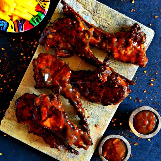 Pork Ribs with Mango BBQ Sauce - Recipe photo by kaluhiskitchen