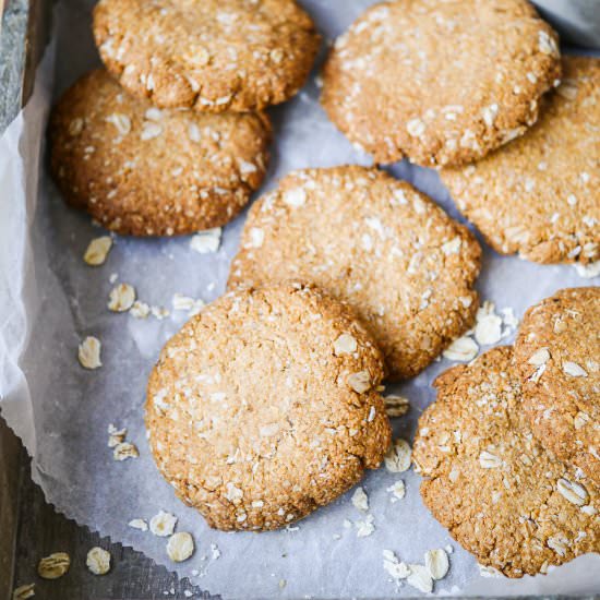 Vegan Buckwheat ANZAC Cookies - Recipe photo by Nourish Everyday