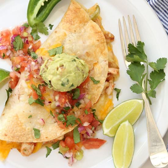 Baked Chicken Fajita Quesadillas - Recipe photo by The Harvest Kitchen