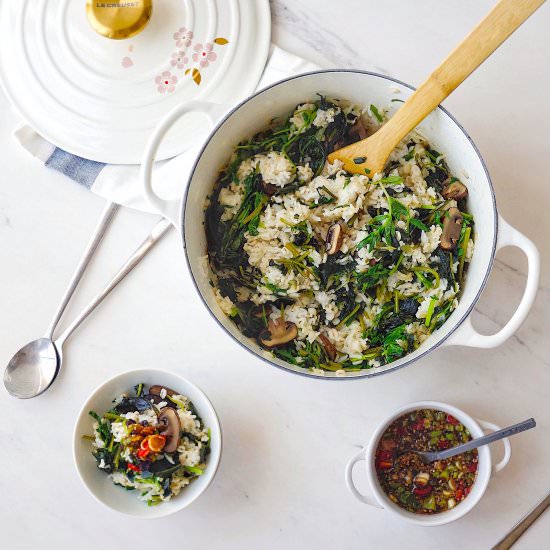 Pearl Barley with Spring Greens - Recipe photo by misshangrypants
