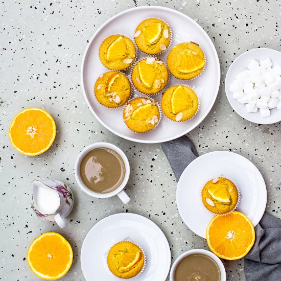 Eggless Orange Olive Oil Muffins - Recipe photo by Anu@MyGingerGarlicKitchen