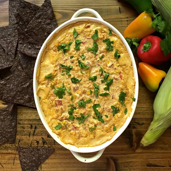 Easy Cheesy Hot Corn Dip - Recipe photo by Grits and Pinecones