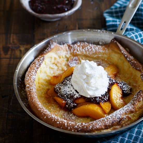 Peach Melba Dutch Baby Pancake - Recipe photo by sharedappetite