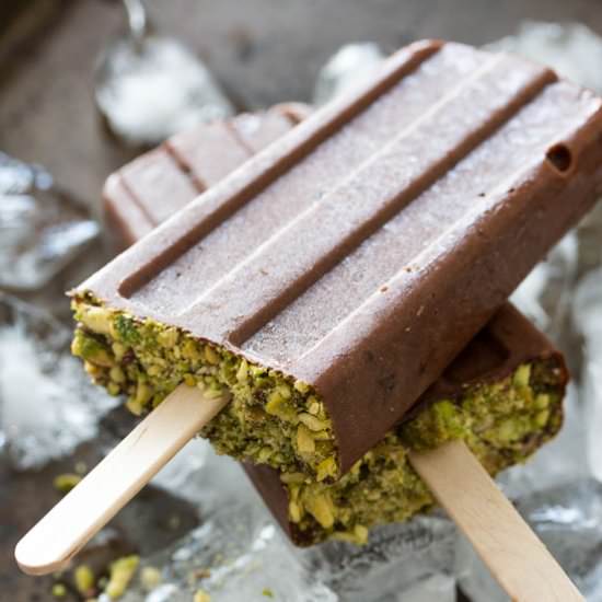 Chocolate Cherry Pistachio Paletas - Recipe photo by blenderhappy