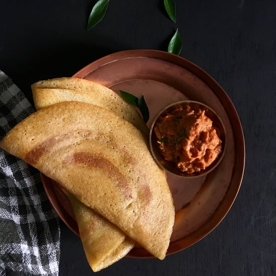 Adai with Tomato Onion Chutney - Recipe photo by polkapuffs