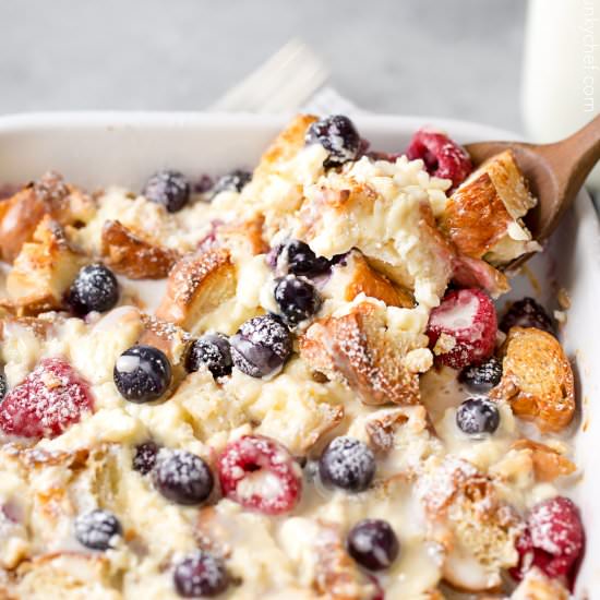 Berry Overnight Croissant Bake - Recipe photo by The Chunky Chef