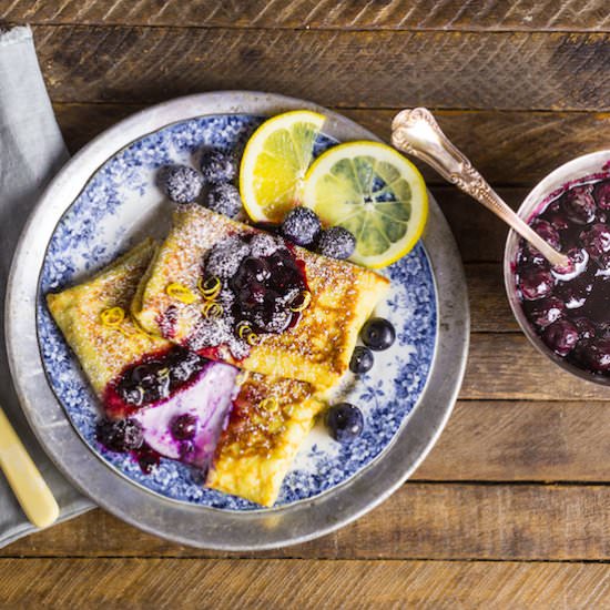 Cheese and Blueberry Blintzes - Recipe photo by NerdsWithKnives-Emily