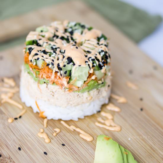 Spicy Tuna Sushi Stack - Recipe photo by jamonkey