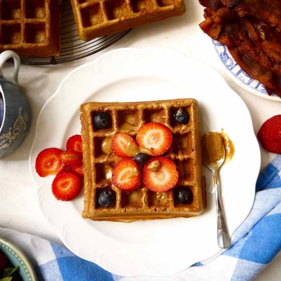 Crispy-On-The-Outside Berry Waffles - Recipe photo by perchancetocook.com