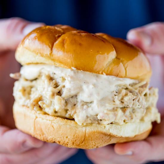 Slow Cooker Chicken Caesar Sandwich - Recipe photo by dinnerthendessert