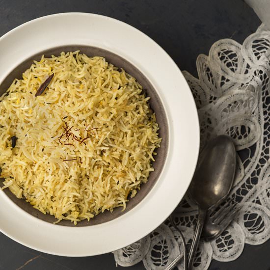 Aromatic Basmati Saffron Pilaf - Recipe photo by turmericnspice