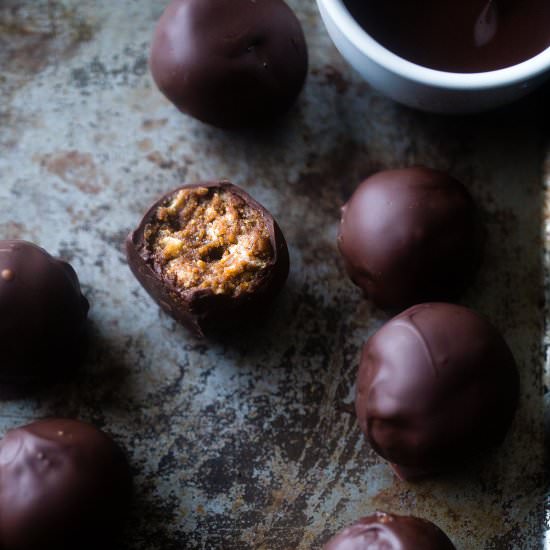 No Bake Almond Butter Bites - Recipe photo by FoodFanatical