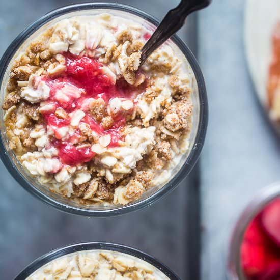 Strawberry Rhubarb Overnight Oats - Recipe photo by foodfaithfitness