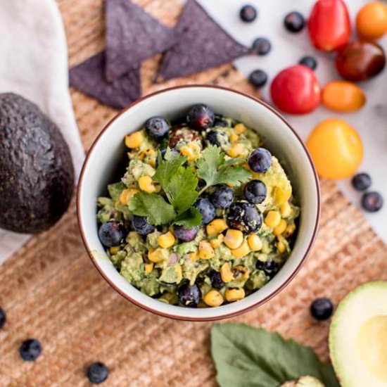 Blueberry & Roasted Corn Guacamole - Recipe photo by RootandRevel
