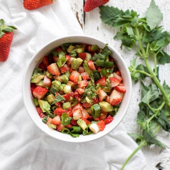 Strawberry Avocado Basil Salsa - Recipe photo by rootsandradishes