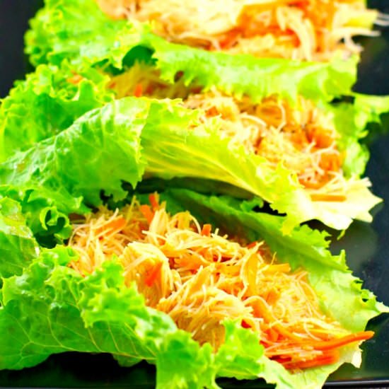 Sriracha Chicken Lettuce Wraps - Recipe photo by Food Meanderings